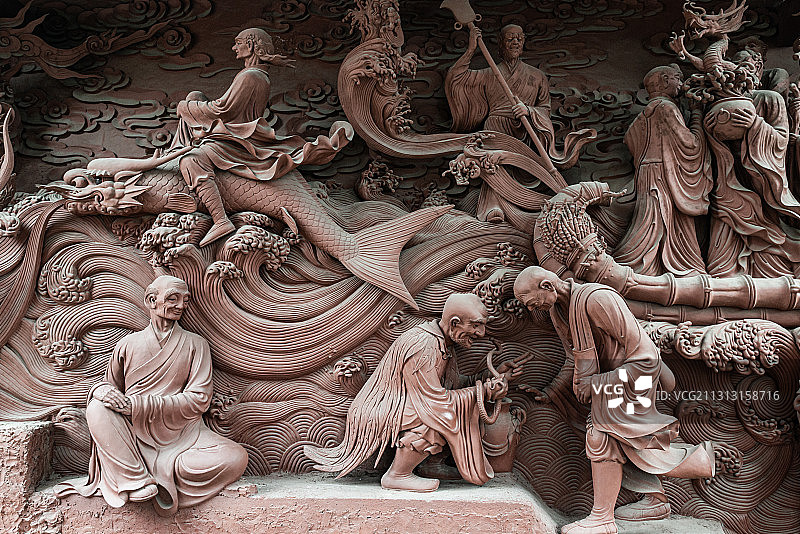 四川绵阳圣水寺雕塑-罗汉图片素材