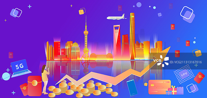 理财投资股票基金交易牛市的插画图片素材