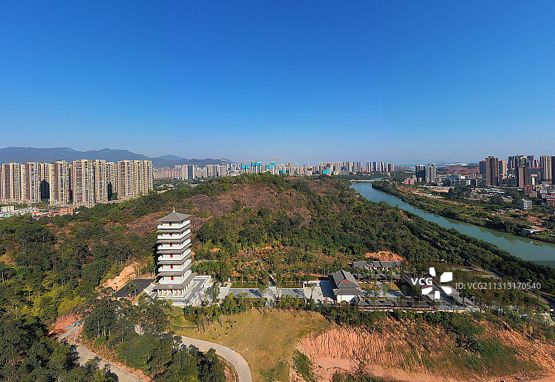广东省惠州市大亚湾虎头山公园航拍图片素材