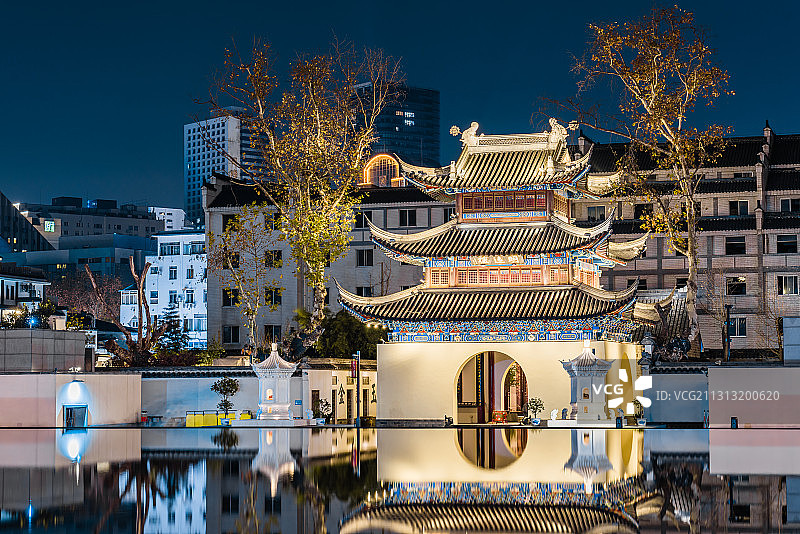 中国江苏南京江南贡中国科举博物馆夜景图片素材