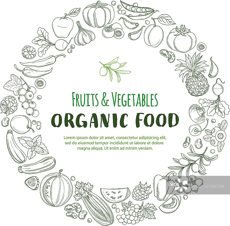 圆形边框图案有机农场新鲜图片素材