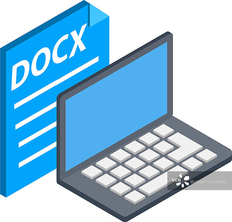 DOCX文件等距风格图标图片素材