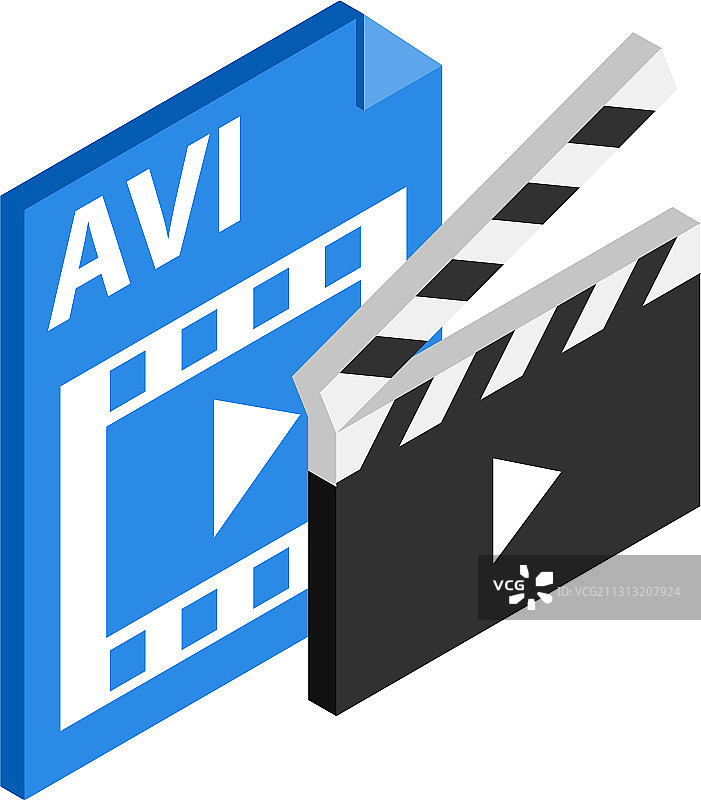 AVI文件图标2.5D风格图片素材