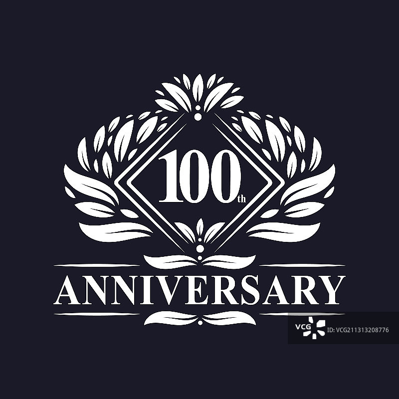 100周年纪念Logo豪华花卉设计图片素材