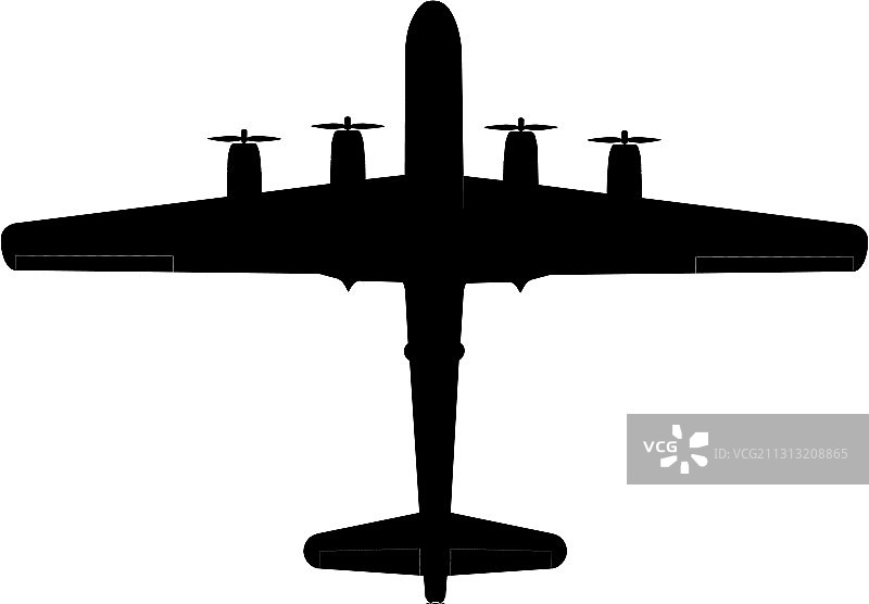 B-29超级堡垒轰炸机顶部轮廓图片素材