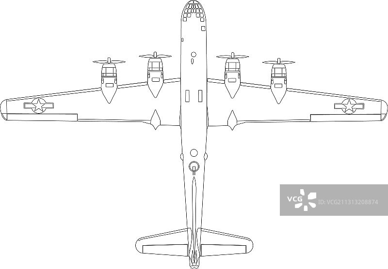 B-29超级堡垒轰炸机顶部图片素材