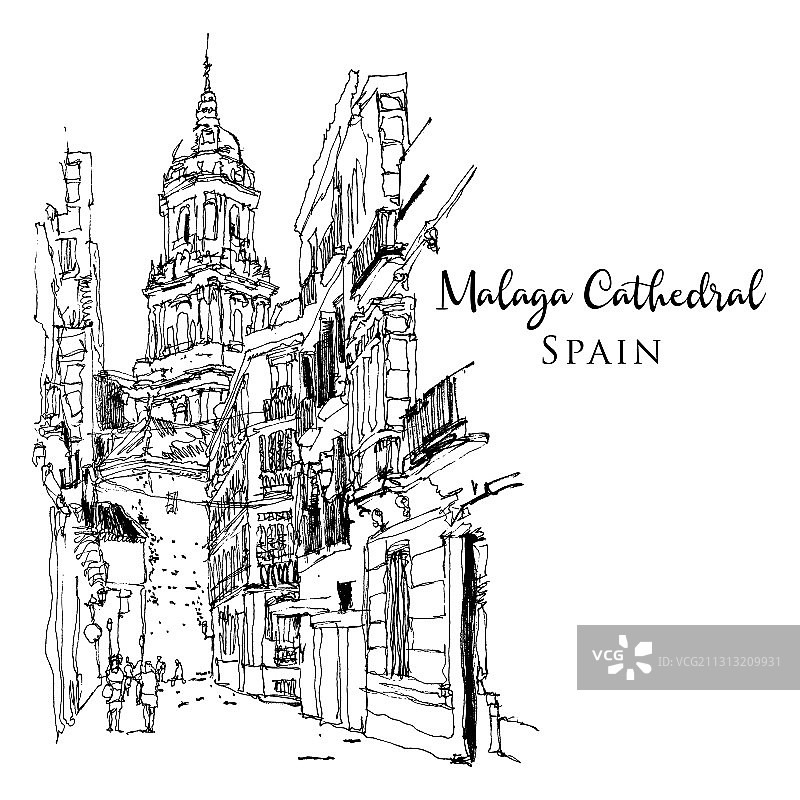 马拉加主教座堂素描图片素材