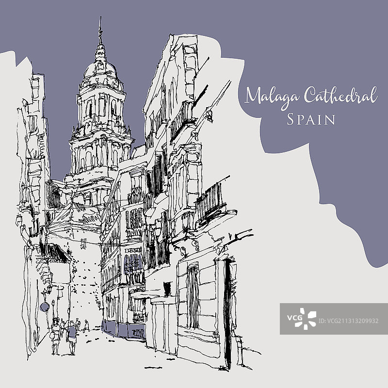 马拉加主教座堂素描图片素材