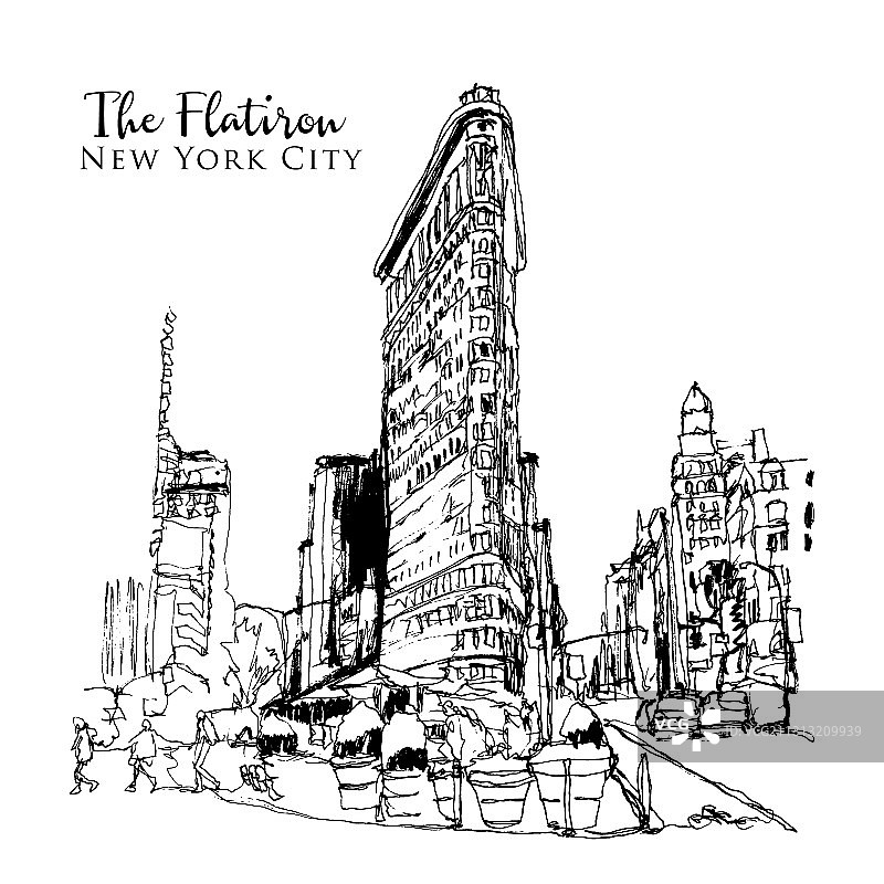 纽约熨斗大厦素描图片素材