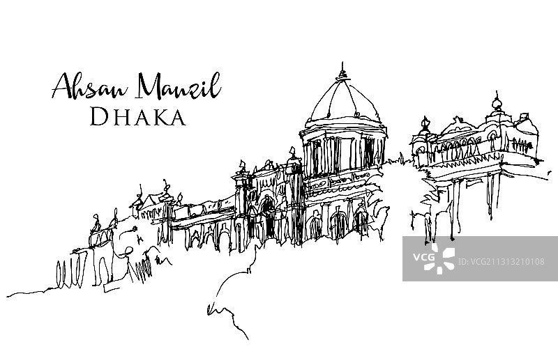 达卡阿善 মঞ্জil手绘草图图片素材