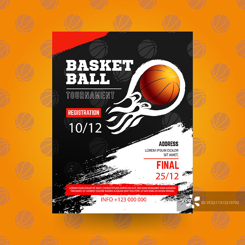 Grunge风格篮球宣传单图片素材
