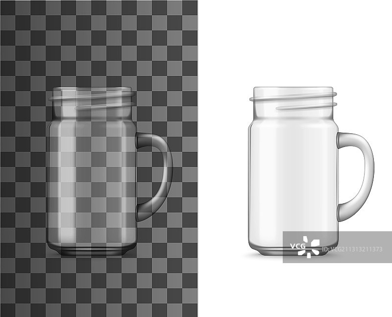 带把手的玻璃罐饮品逼真样机图片素材