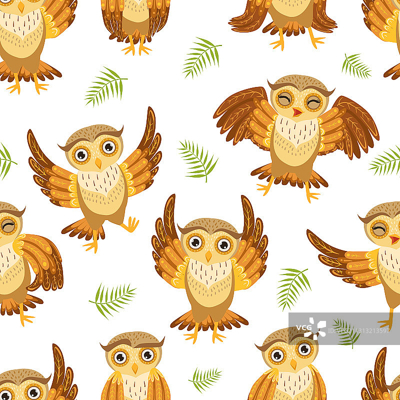 可爱小猫头鹰无缝图案图片素材