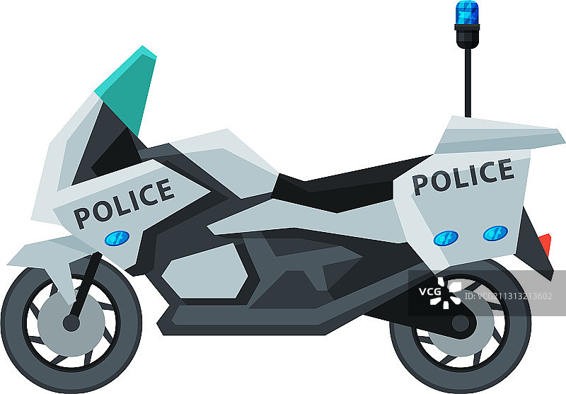 警用摩托车紧急巡逻车侧面图片素材