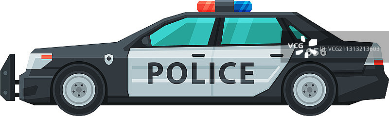 警车紧急巡逻车侧面图片素材