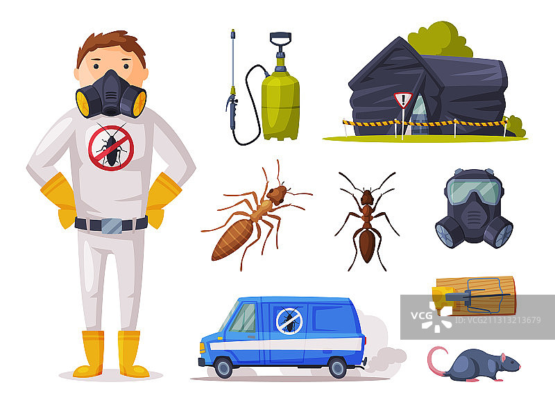家庭害虫防治服务：专业人员的安全防护图片素材