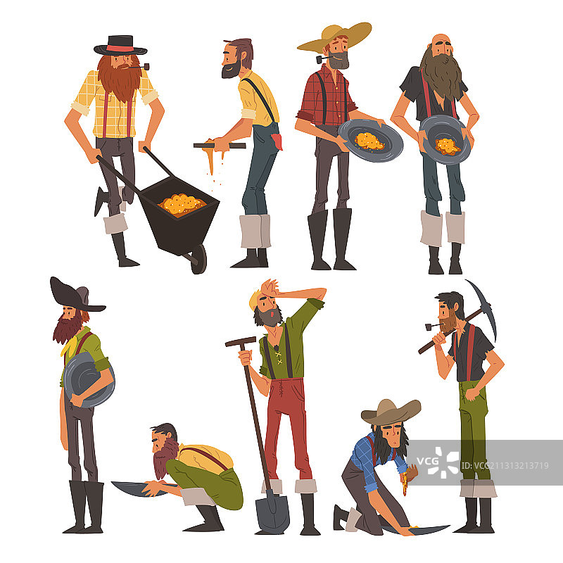 留着胡须的男性探矿者角色套装图片素材
