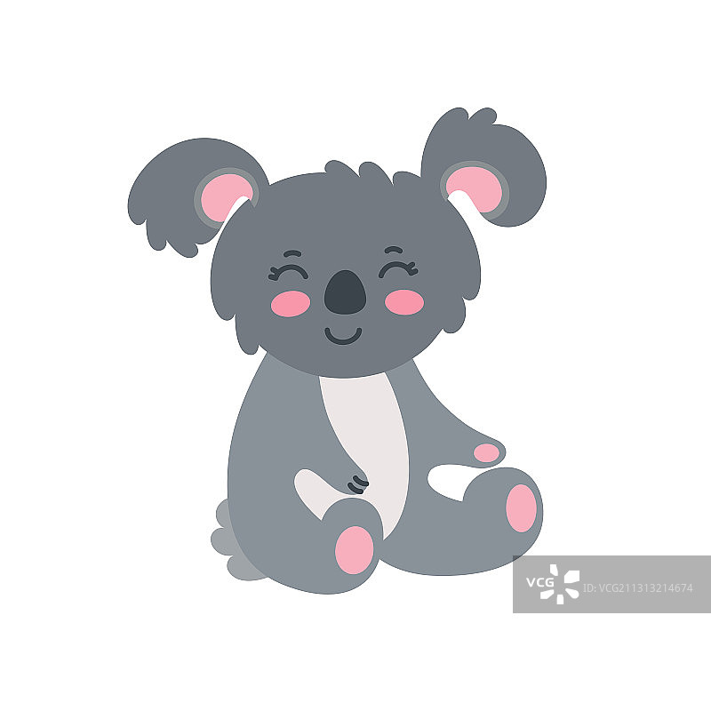 坐在白色背景上的快乐考拉图片素材