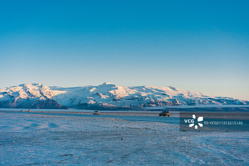 冰岛，大冰原，落日图片素材