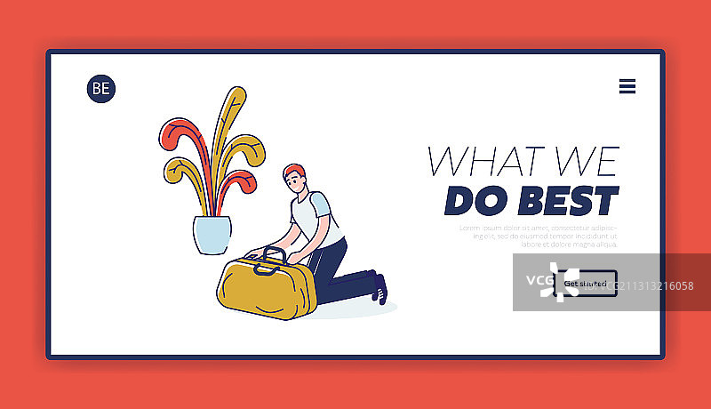 男子打包行李箱准备旅行图片素材