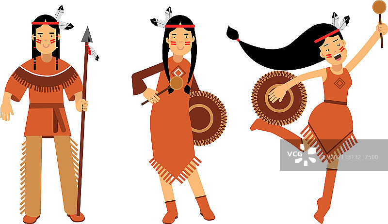 红皮肤的印第安男女图片素材