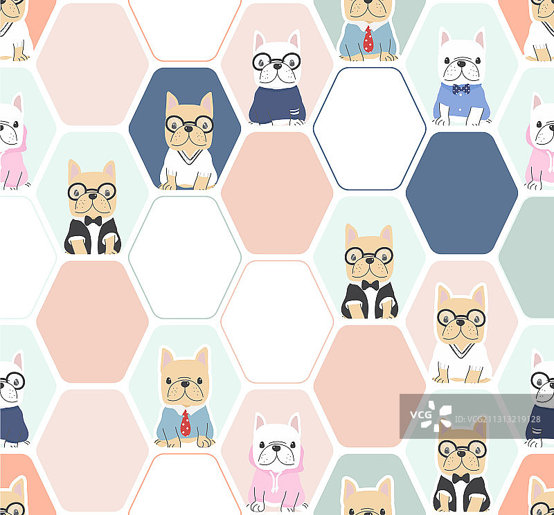 穿着节日服装的可爱法国斗牛犬图片素材