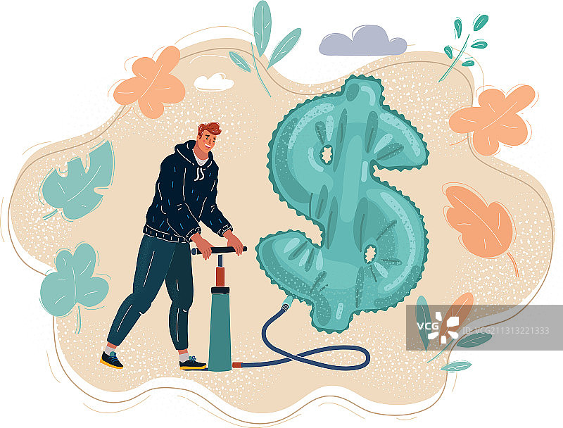 男人给充气物打气图片素材