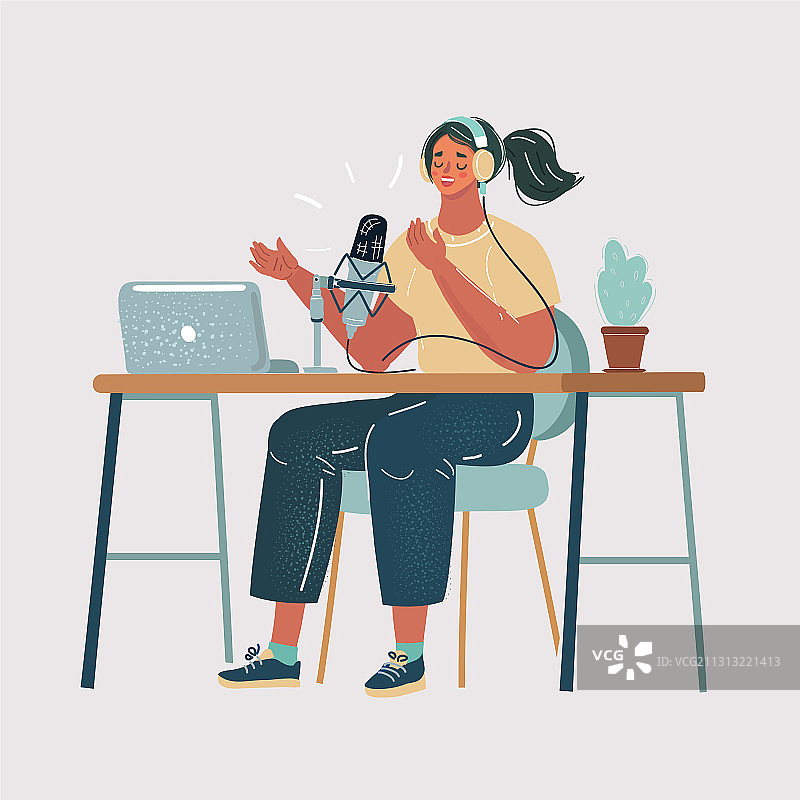 女性播客采访图片素材