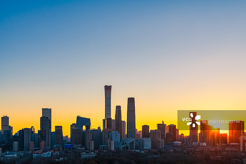 北京朝阳区日坛公园与国贸CBD户外风光高视角日出风光图片素材