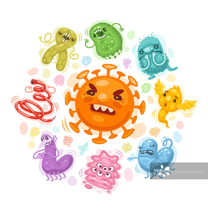 病毒和细菌卡通图片素材