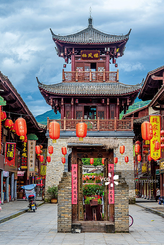 中国陕西汉中青木川古镇栖凤楼图片素材