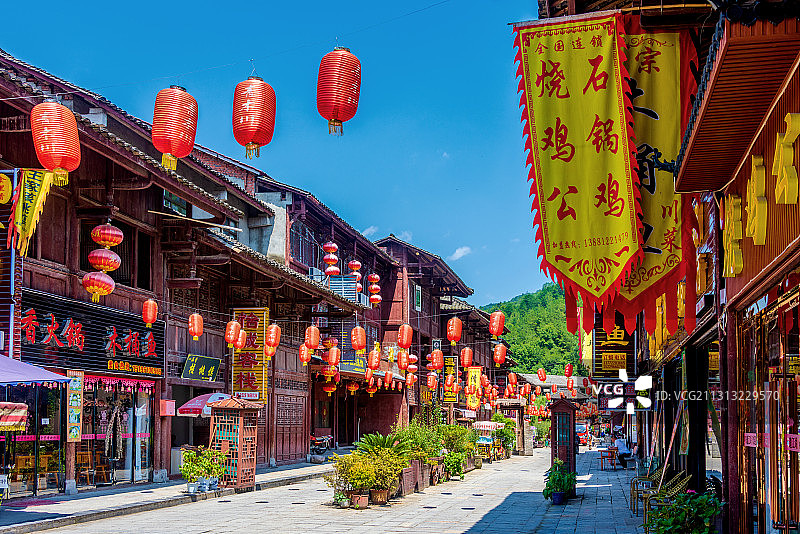 中国陕西汉中青木川古镇栖凤楼老街图片素材