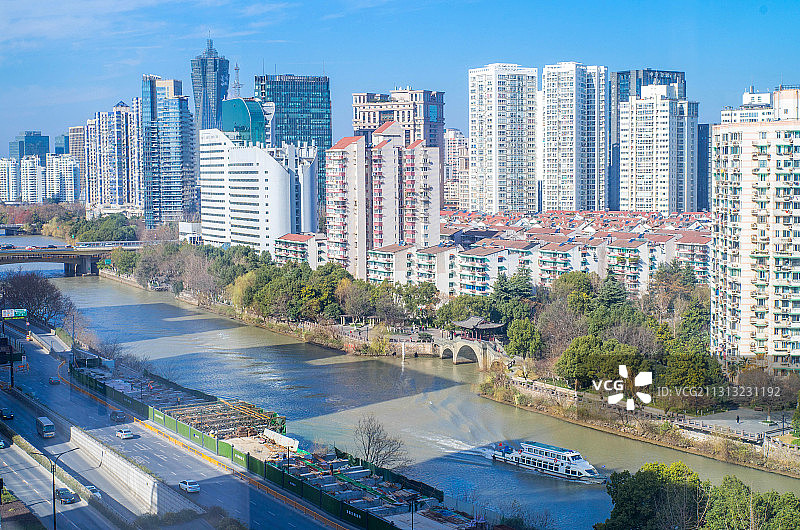 杭州艮山门附近眺望京杭大运河图片素材