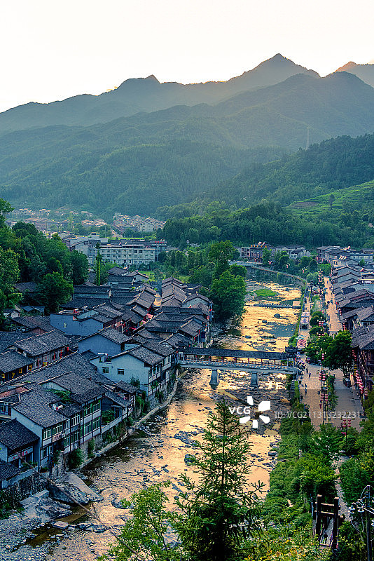 中国陕西汉中青木川古镇日暮风光图片素材
