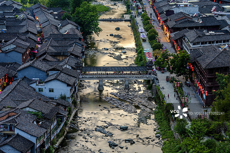 中国陕西汉中青木川古镇日暮风光图片素材