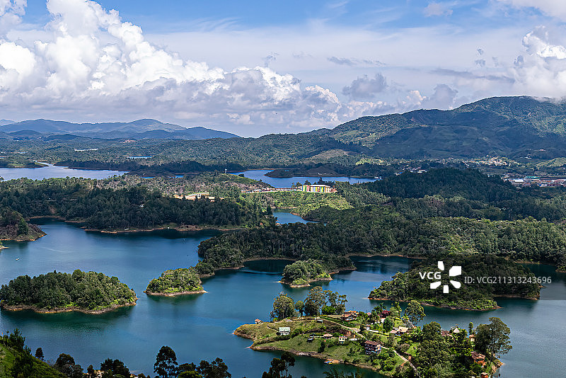 哥伦比亚瓜达佩千岛湖湖光山色图片素材