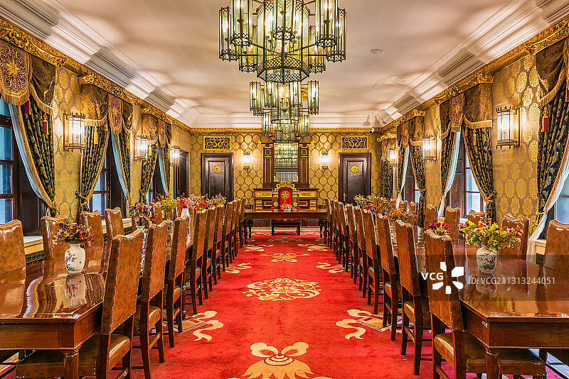 亚洲中国吉林省长春市伪满皇宫博物院宴会厅图片素材