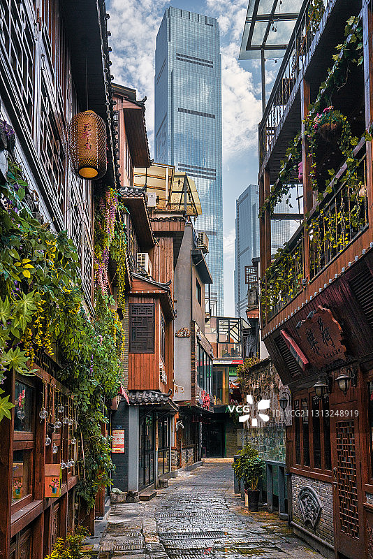 湖南长沙国金中心街道和酒吧民俗一条街图片素材