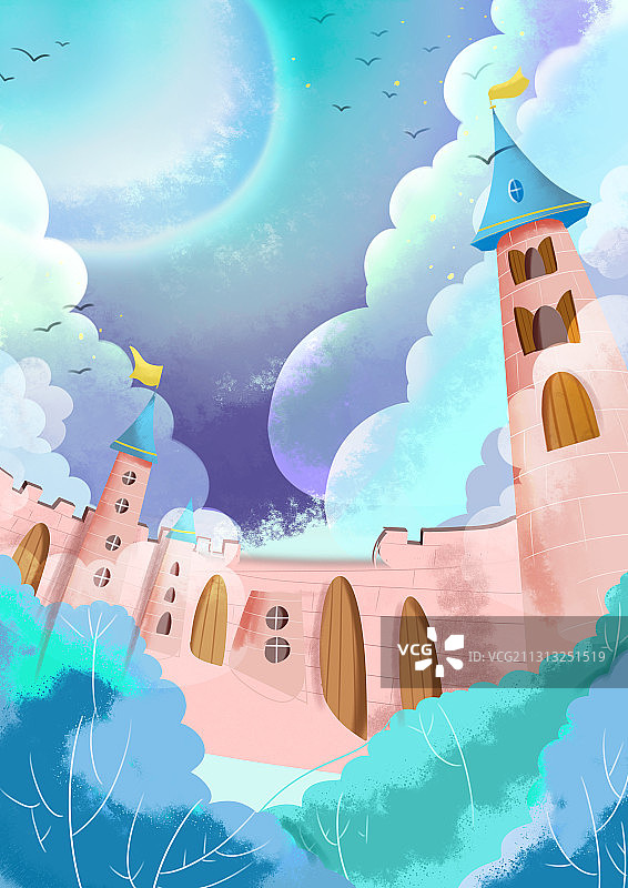 动画城堡插画图片素材