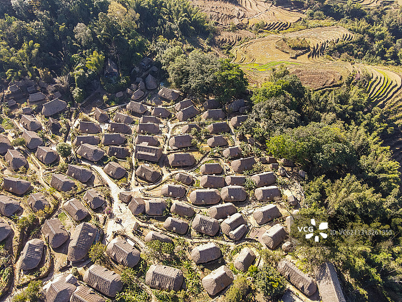 云南临沧沧源翁丁村佤族部落图片素材