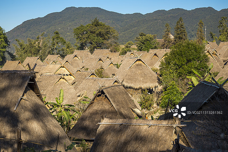 云南临沧沧源翁丁村佤族部落图片素材