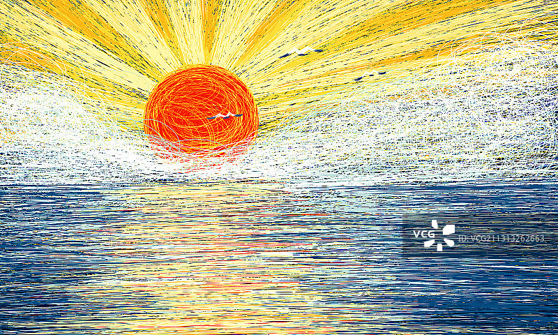 日出风景印象插画图片素材