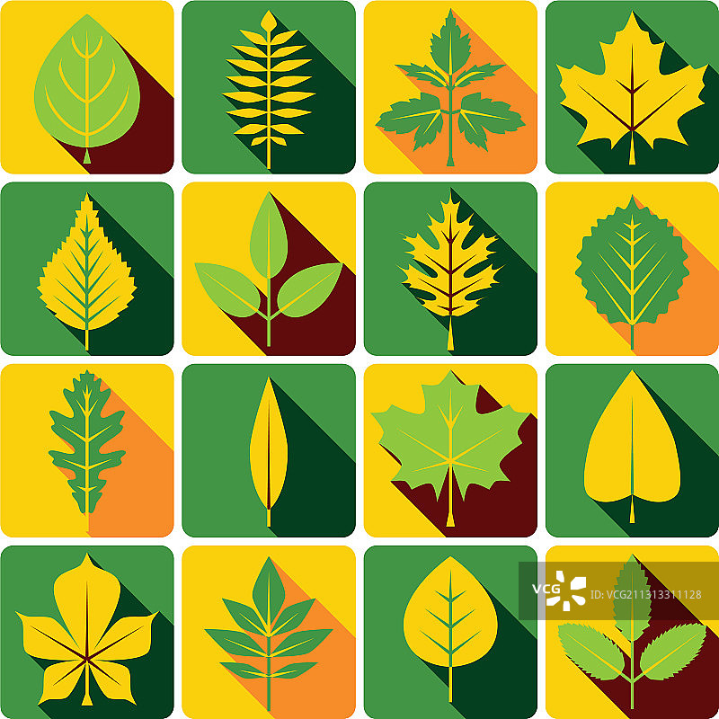 秋冬季树叶图标集图片素材
