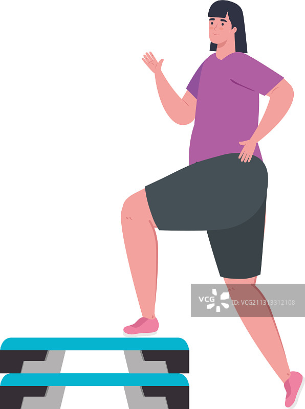 运动服女子在台阶上进行运动训练图片素材