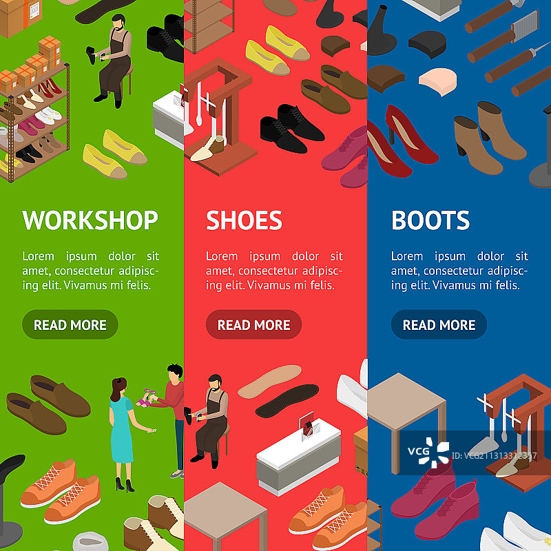 鞋子工作坊概念banner竖版3D图片素材