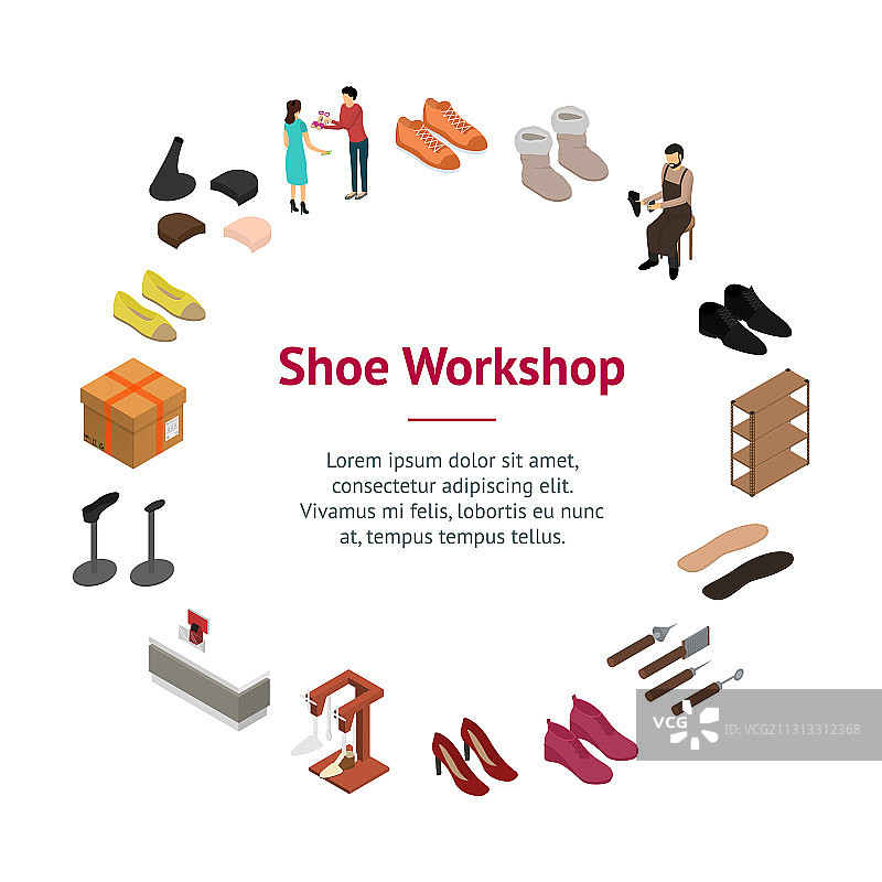 3D鞋子工作室等距视图图片素材
