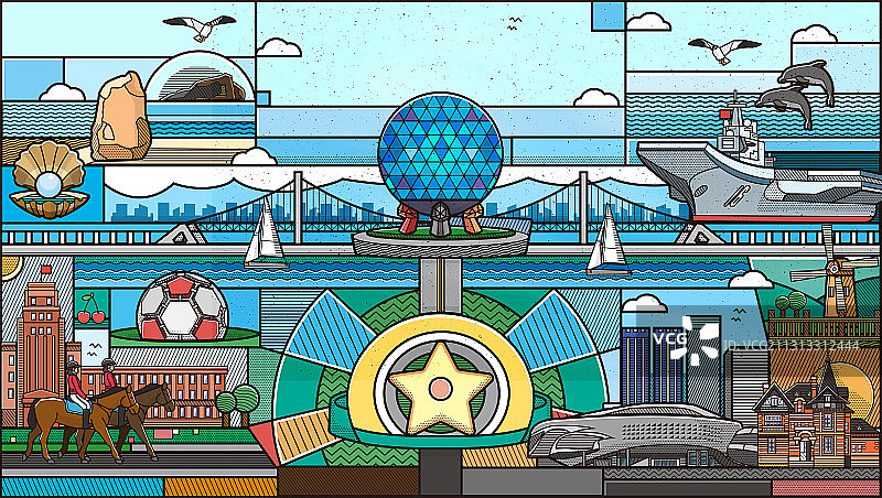 辽宁大连主题插画图片素材