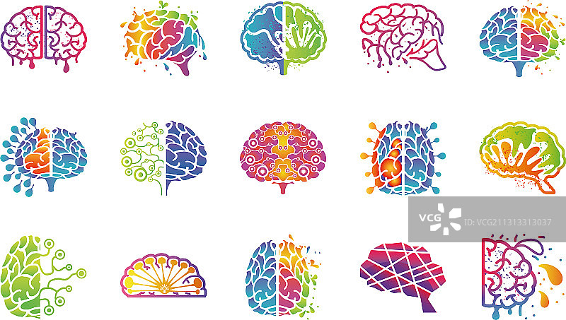 大脑思考设计图标集图片素材