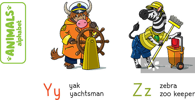 具有职业的趣味动物字母表图片素材