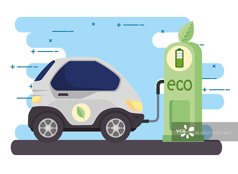 充电站道路上的电动汽车图片素材